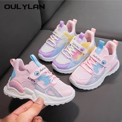 Fashion Kids Sneakers Girls School Casual Shoes Children Soft Lovely Pink Non-slip Shoes Outwear Breathable Running Shoes Spring