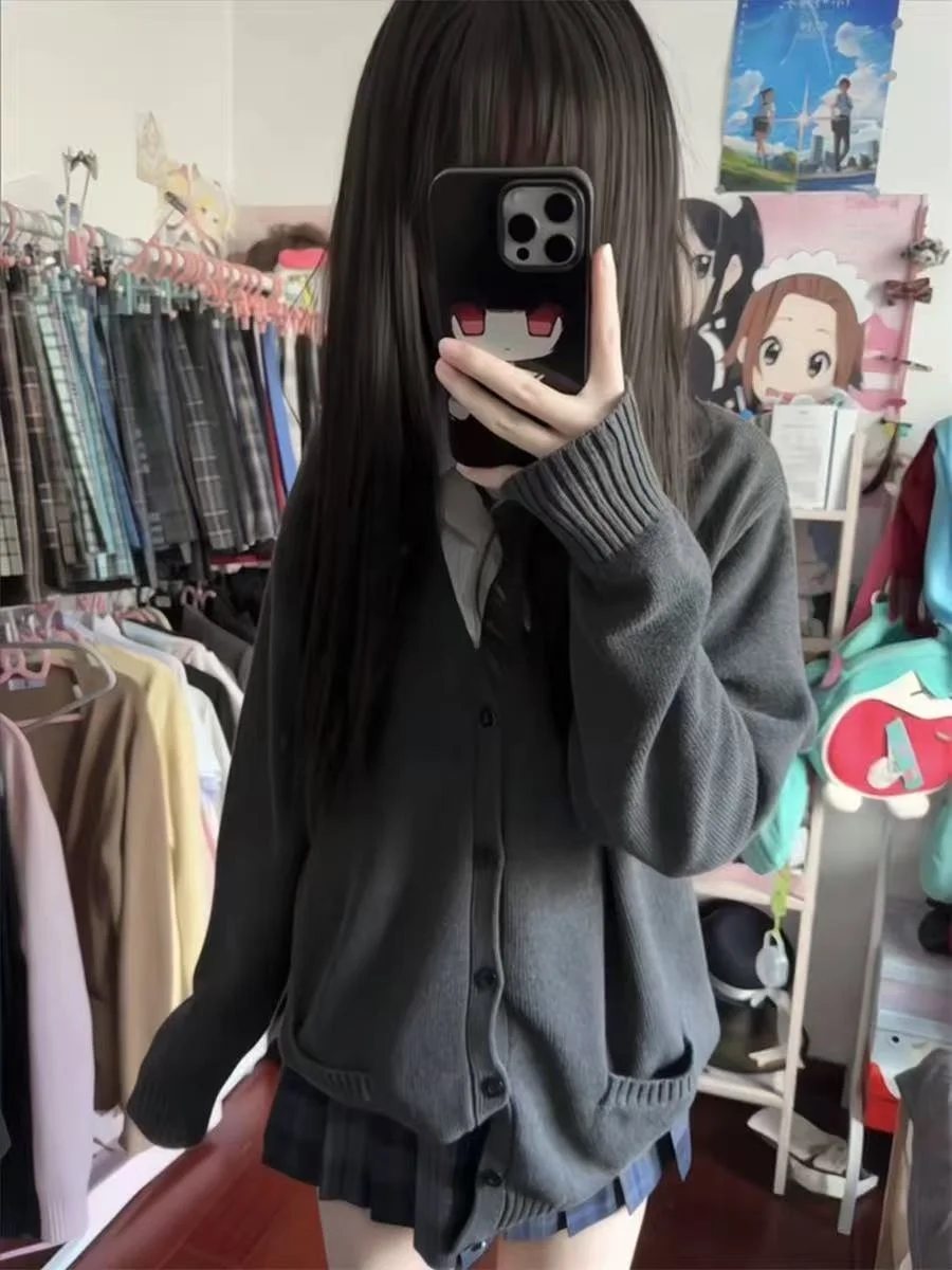 

Осень Зима JK orm Вязаный Свитер Кардиган Чистый Цвет Колледж Sle Ранняя Осень Универсальный Верх Застежка На Пуговицах Повседневная Одежда