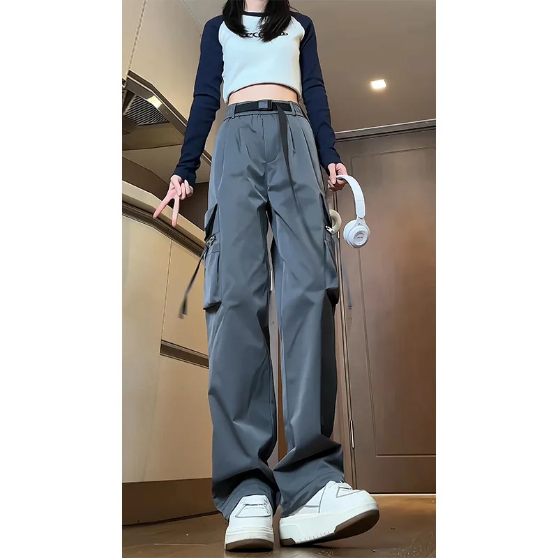 Women's Y2K Clothes Cargo Pants Spring Loose Oversized Windproof Waterproof Functional Straight Trousers Leisure Streetwear