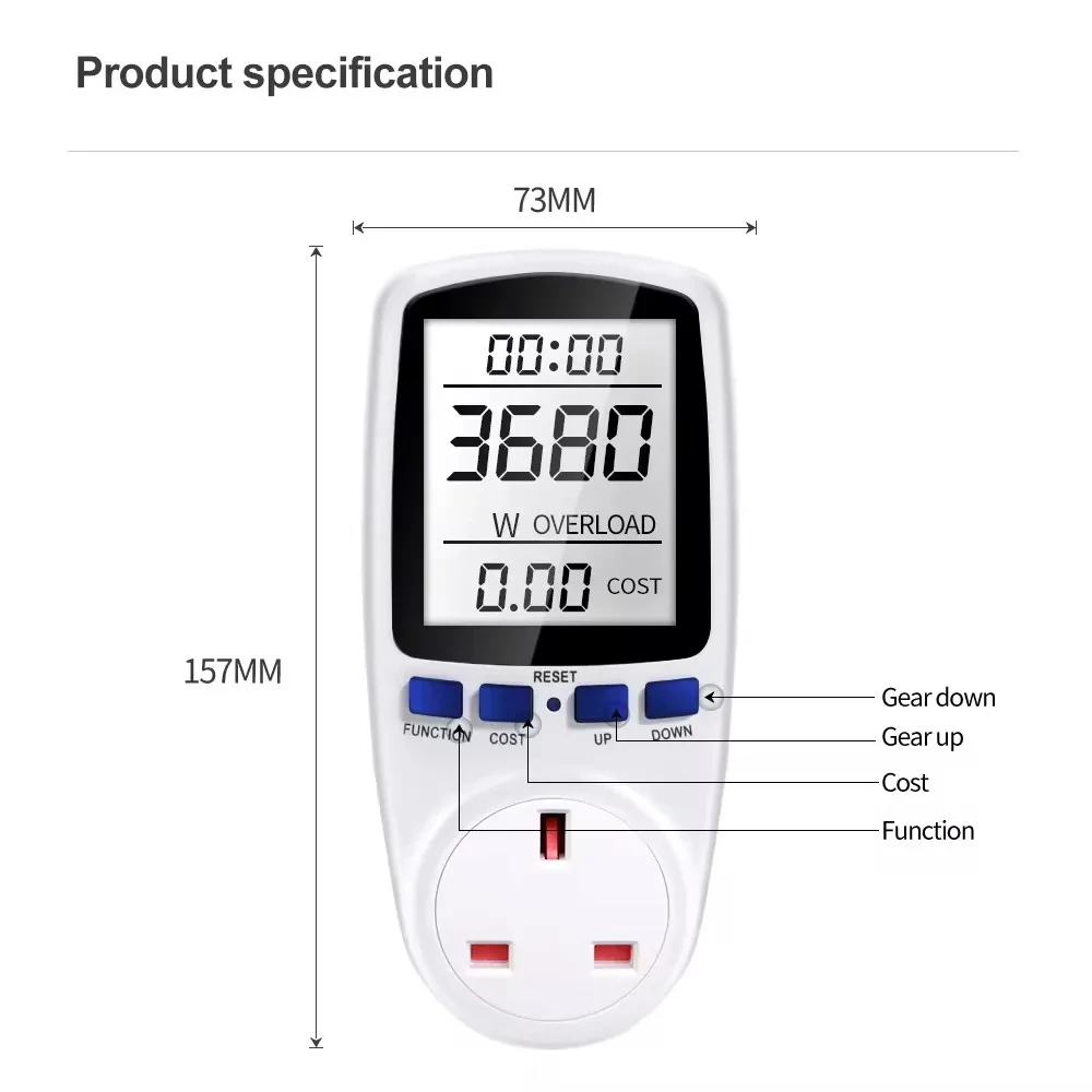 Digital Voltage Wattmeter EU Plug Power Analyzer Electronic Power Meter Energy Meter Measuring Outlet Socket