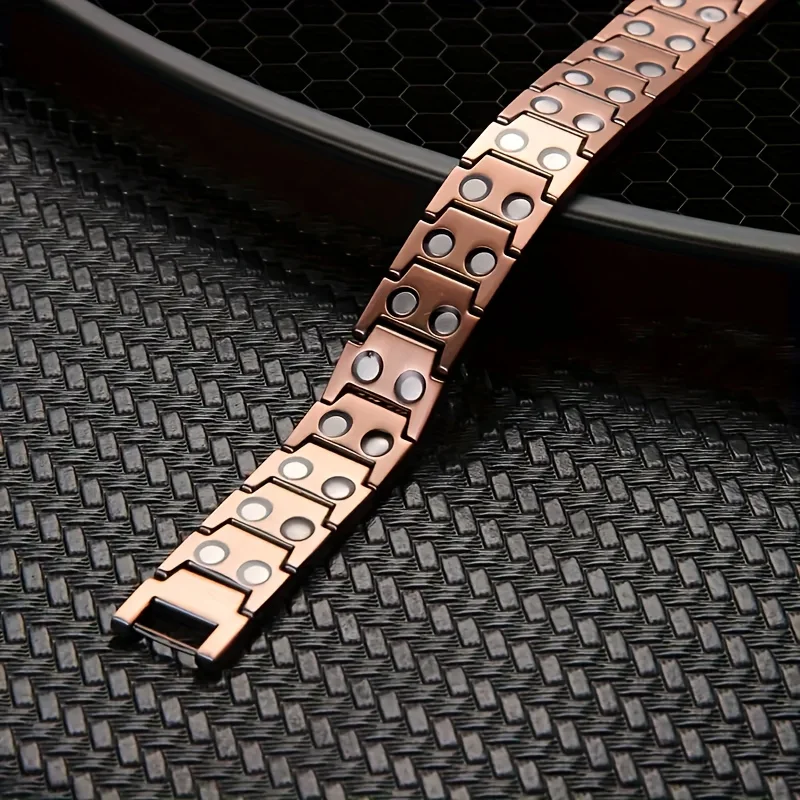 سوار مغناطيسي نحاسي قابل للتعديل للرجال والنساء - هدية مجوهرات للعلاج المضاد للحساسية مع أداة تحجيم، لهجة سوداء حديثة