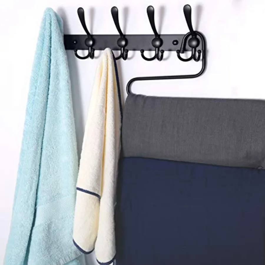 Wall Mounted Coat Rack with 5 Tri Hooks for Heavy Duty Use in Mudroom Bathroom Entryway Stainless Steel Metal Hook Rail for Coa