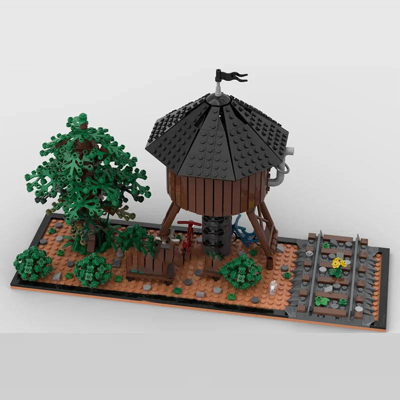 シティストリートビューモデル Moc ビルディングブロック古い水塔モデルテクノロジーレンガ DIY 組み立てホリデー建設おもちゃギフト