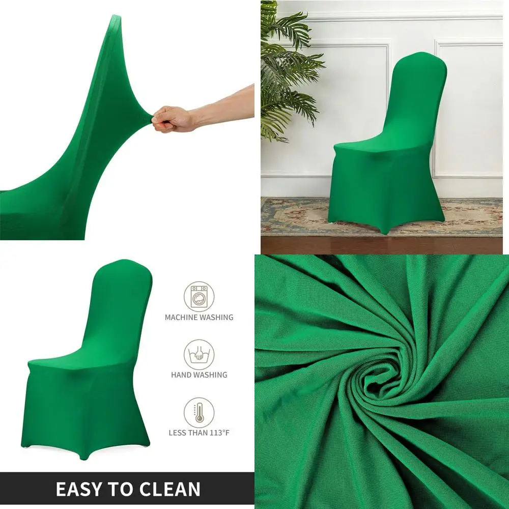 

Stretch Spandex Emerald Chair Covers for Weddings, Parties, and Banquets (Set of 6)
