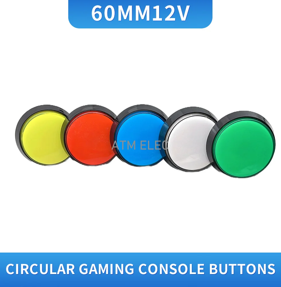 Arcade Button 5 Colors LED Light Lamp 60MM  Big Round Arcade Video Game Player Push Button Switch