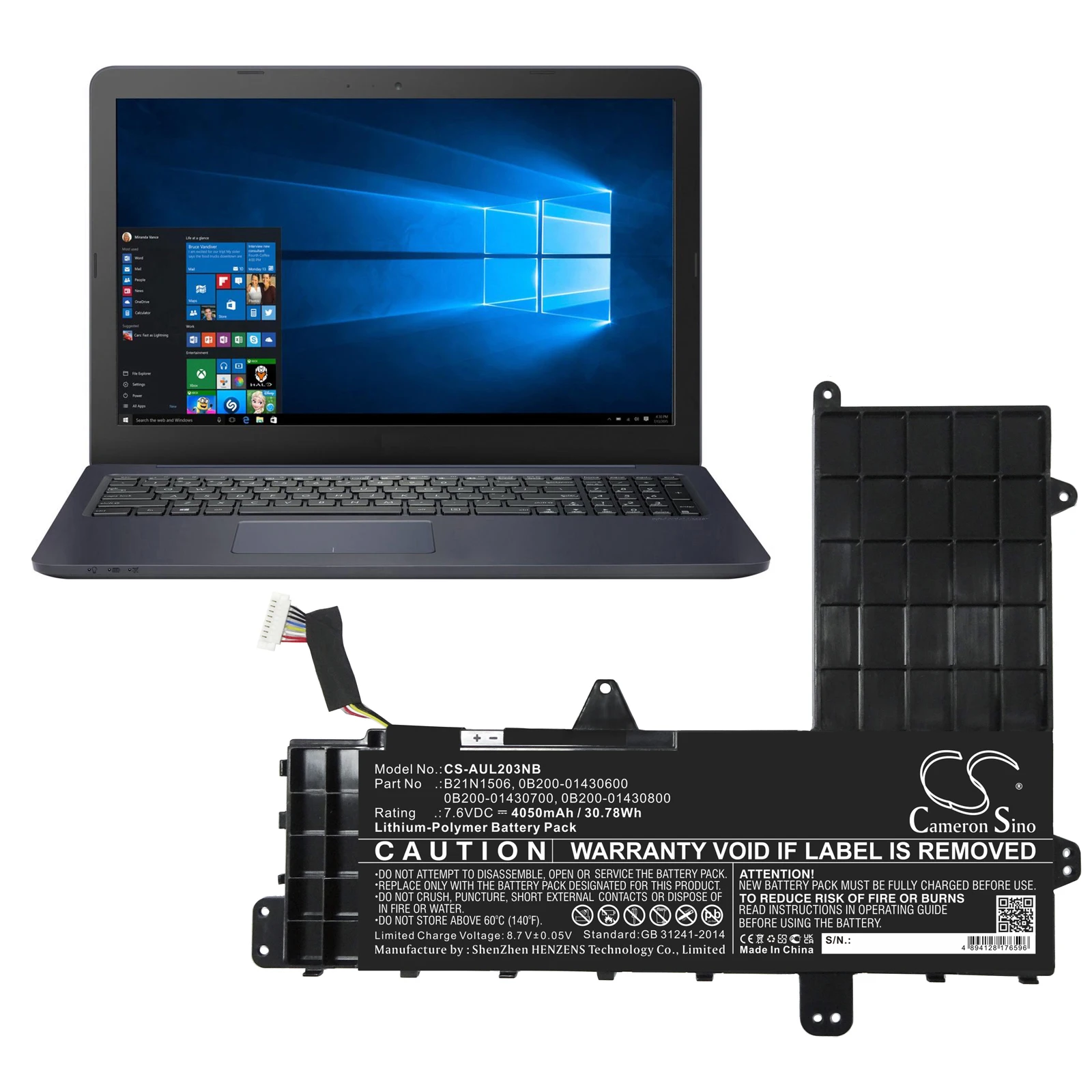 แบตเตอรี่สำหรับ Asus Vivobook E502NA-DM019T,E502NA-DM016,E502SA-XO002T,E502SA-XX219T,E502NA-GO113T