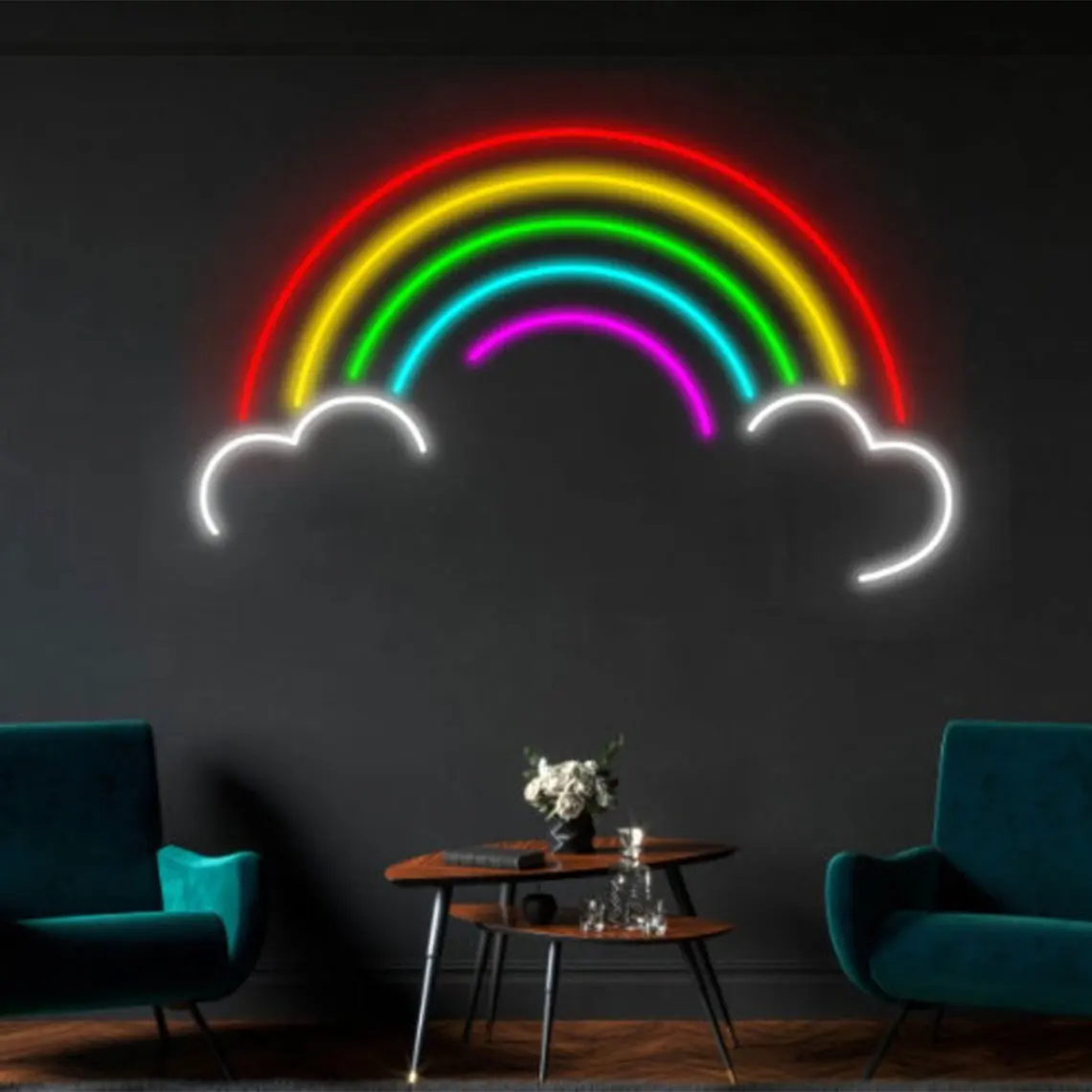 

Rainbow Led Neon Sign Beautiful Rainbow LED Lights Wall Art Decor Custom Business Shop Coffee Bar Beer Man Cave Sign Game Room