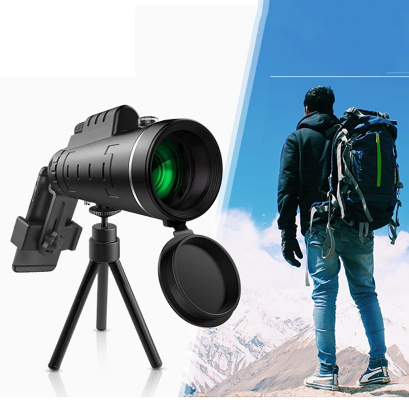 TOKOHANSUN 40x60 zoom Monocular Telescope Wide-angle Magnifier Telescope With Mobile phone Lens Dust Cover Compass for iPhone 8