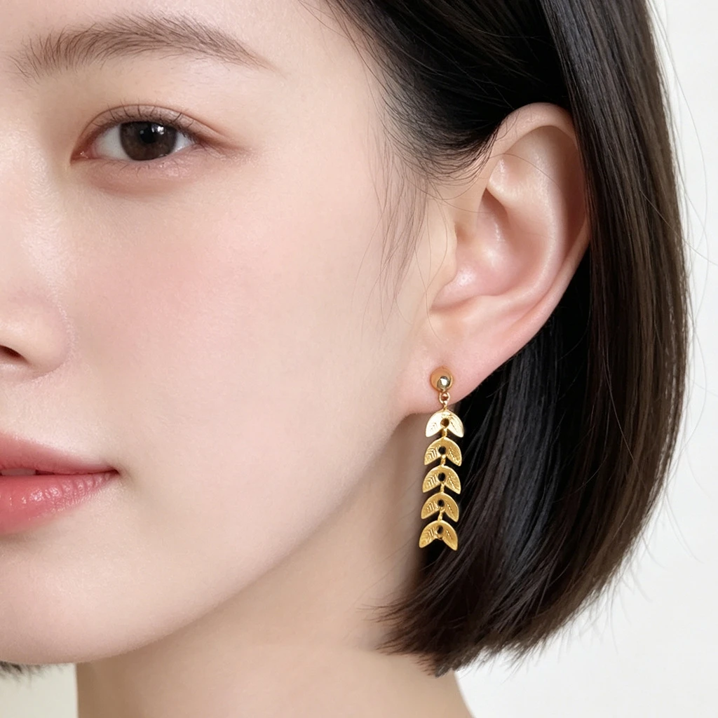 14K Gold Plated Copper Leaf Tassel Dangle Earrings Multi Layer Textured Leaf Drop Earrings Minimalist Jewelry Gift For Women