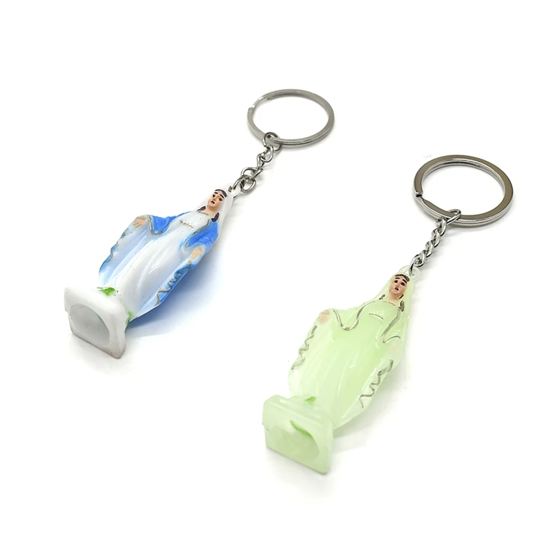 Catholic Keychain Glow in the Dark Key Rings Pendant for Women Handbag Backpack