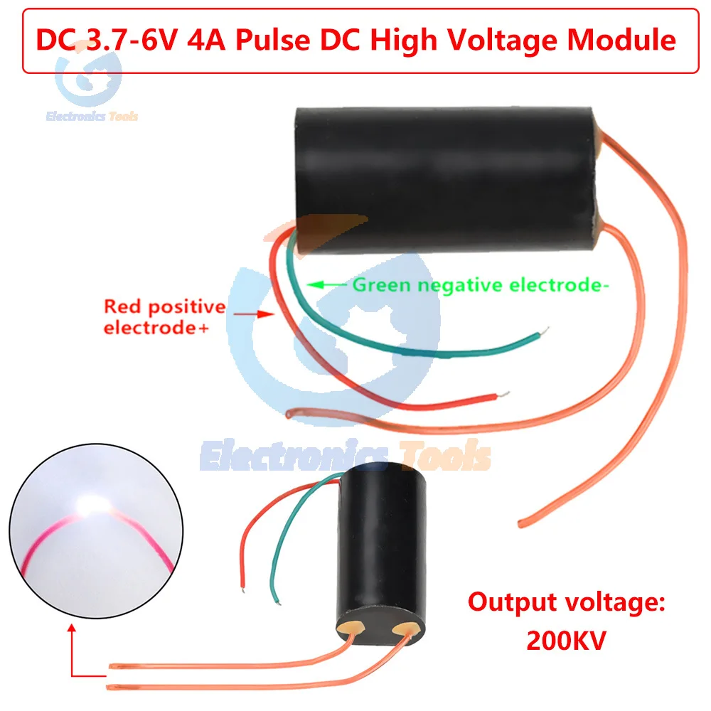 

200kV 4A Pulse DC High-Voltage Module DC 3.7-6V High-Frequency Boost Package High-Voltage Generator Electric Shock Arc