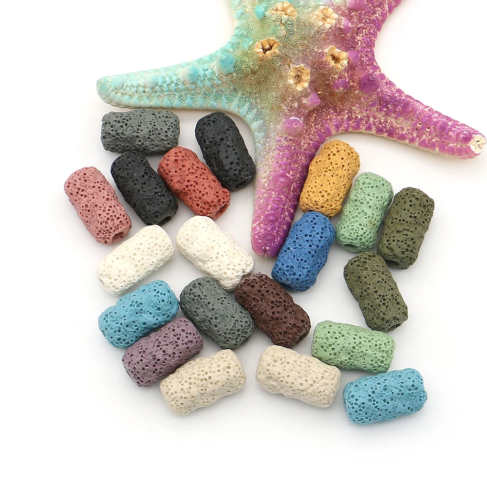 

Natural Volcanic Rock Long Strip Shape Beads Straight Hole Loose Bead Handmade Creative Necklace Bracelet Accessory 20 Pcs/pack
