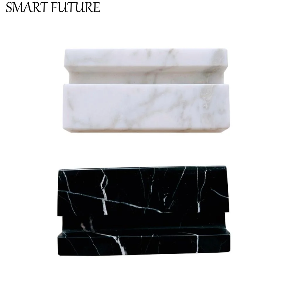 

Marble Business Card Holder Thickened Stable Support Mobile Phone Holder Elegant Desktop Card Stand Organizer Office Exhibition