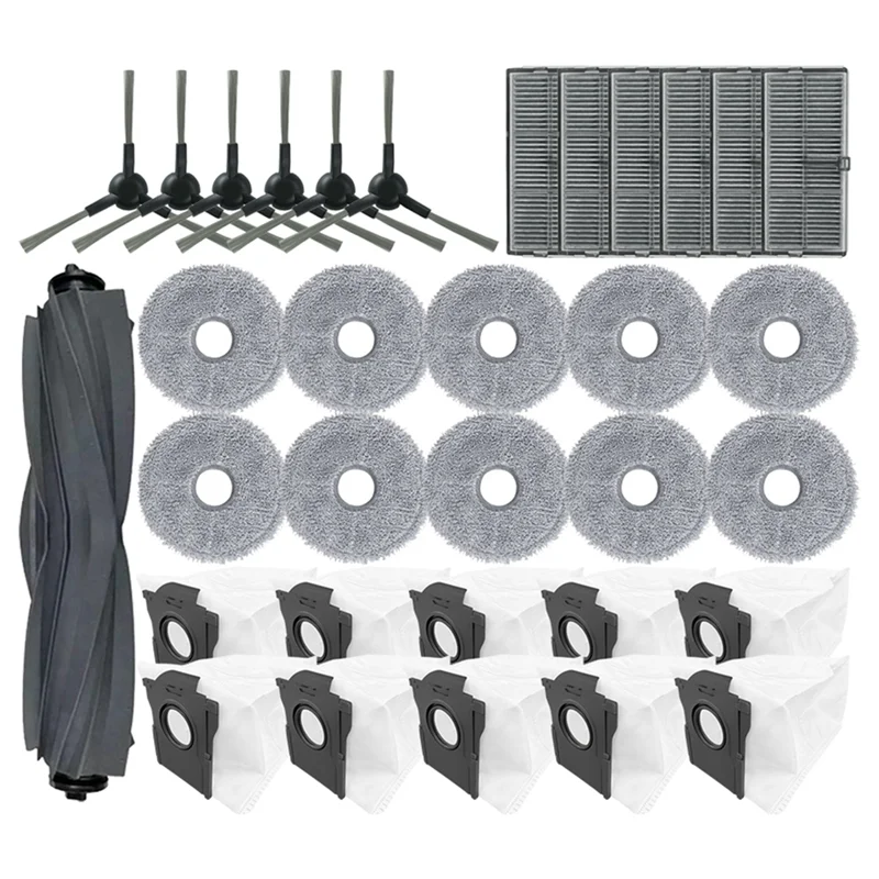 A24P لـ Dreame L10s Pro Ultra Heat/X30 Ultra/X30 Pro 33 قطعة حزمة بديلة: الفرشاة الرئيسية، الفرشاة الجانبية، كيس الغبار، الفلتر والممسحة Clo