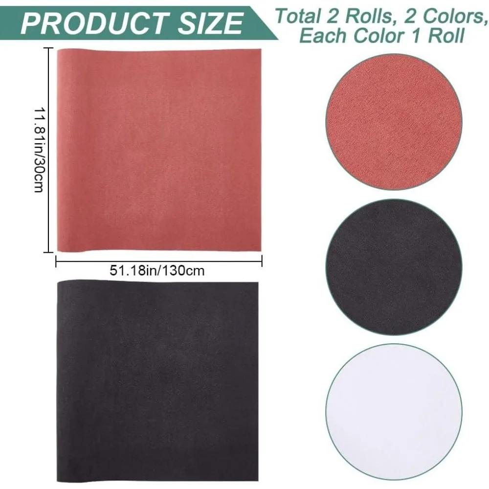 2 Rolls Book Cloth for Book Binding 51 x 11.8inch Suede Fabric Surface Paper Backed Book Cover Bookcloth Book Album Black Red