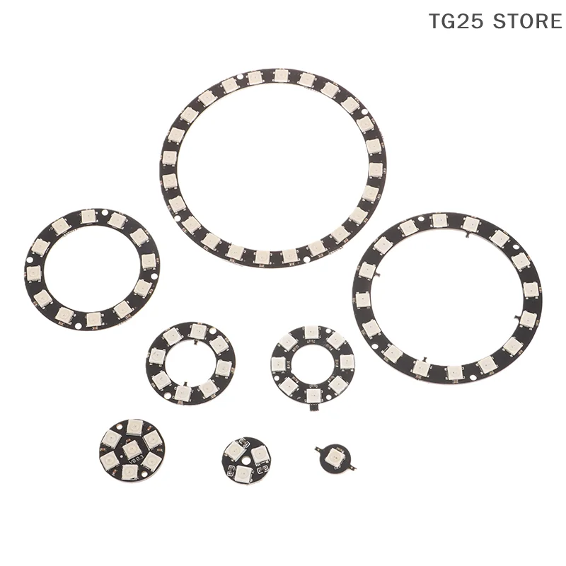 1/3/7/8/12/16/24 LED DC5V WS2812B Anello pixel indirizzabile individualmente IC integrato 5050 RGB Modulo anello LED Luce a led