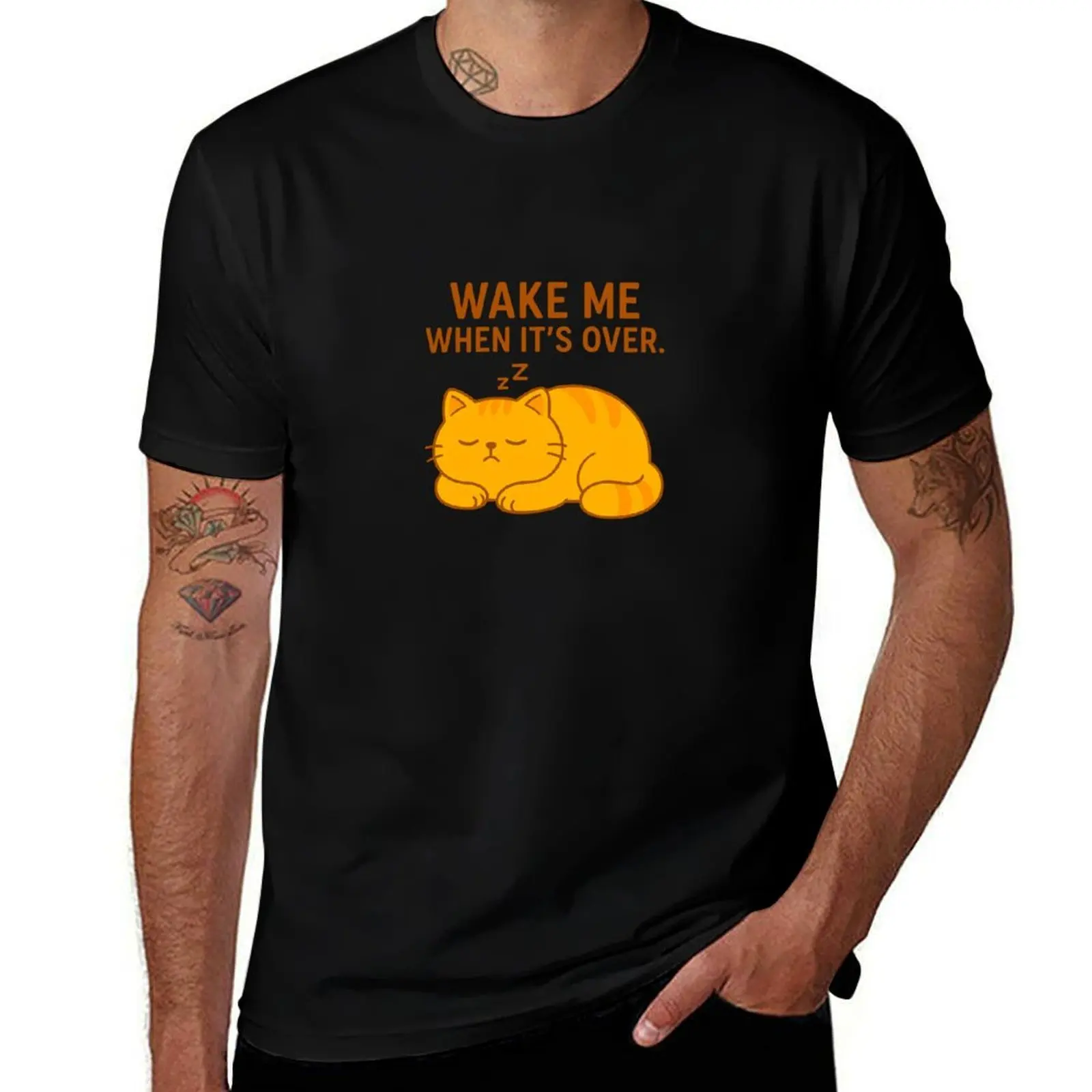 

Wake Me When It’s Over – Sleepy Lazy Cat Art T-Shirt vintage anime shirt summer 2025 mens designer clothes