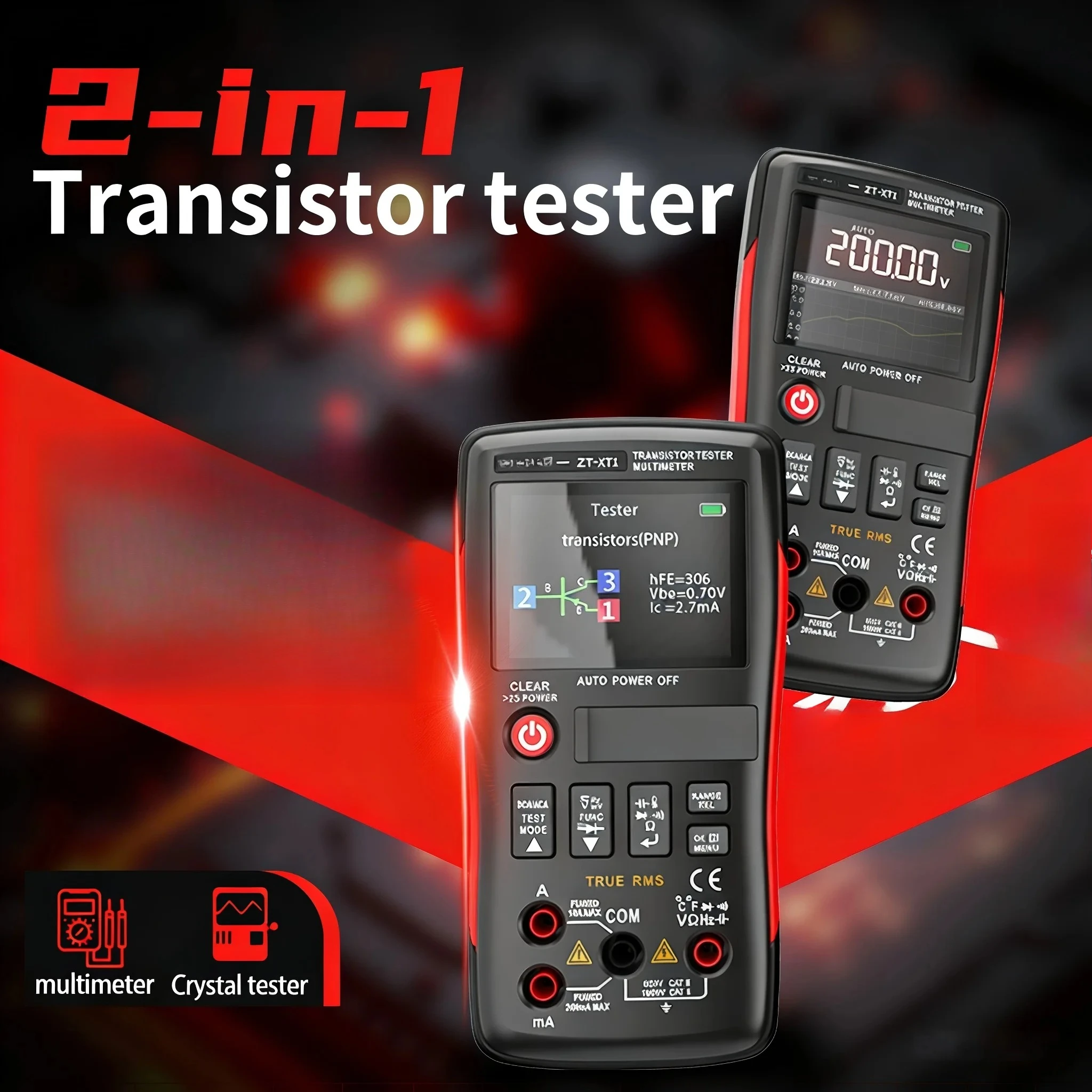 2-in-1 Digital Multimeter LCR Transistor Tester ZT-XT1