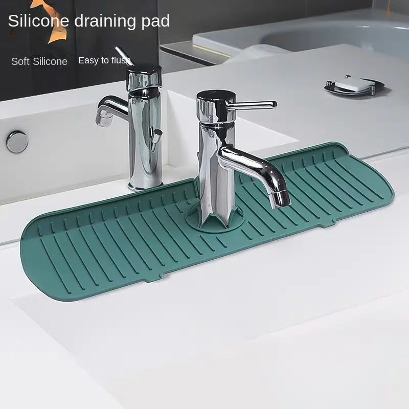 1PC Silicone Faucet Mat Water Ripples Kitchen Bathroom Drainage Pad Wash BasinSink Splash Pad Countertop Protector