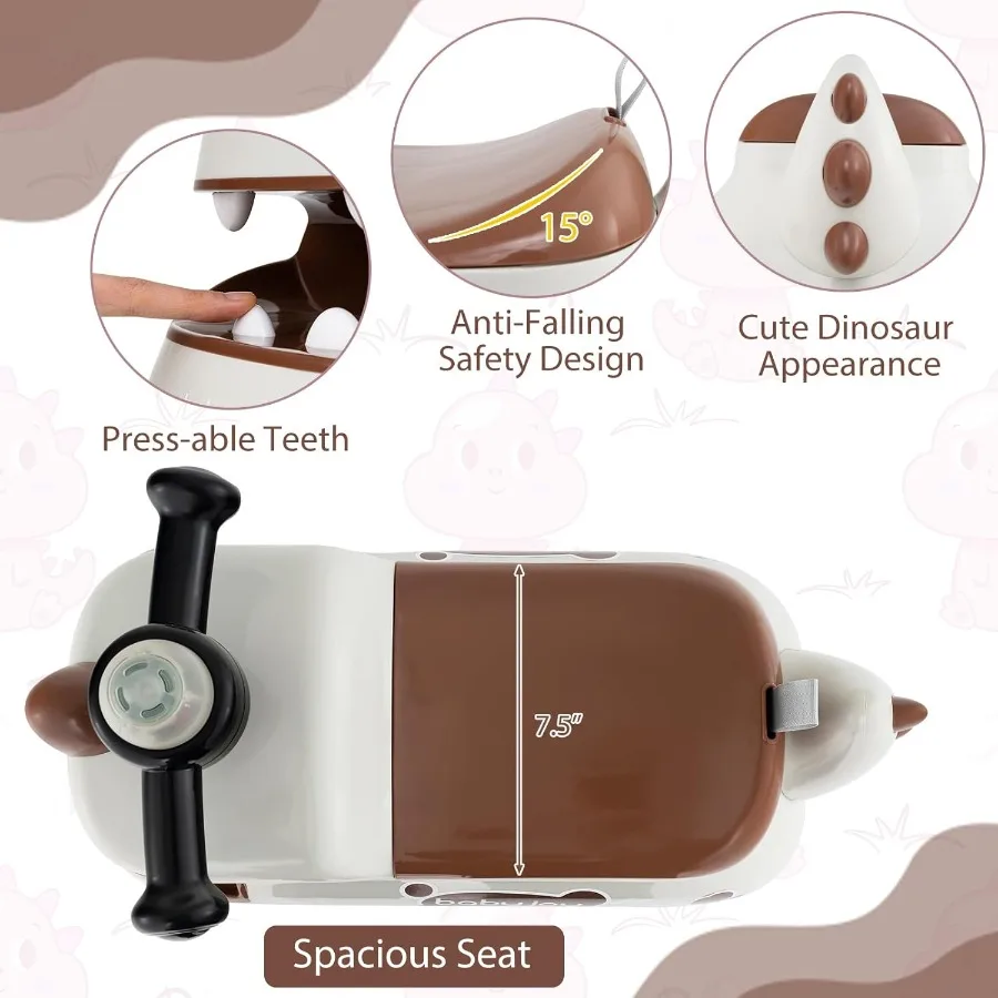 Spielzeug zum Aufsitzen für Kleinkinder, Fuß-zu-Boden-Schiebewagen mit Stauraum unter dem Sitz, Lichter, Musik und Hupe, 4 Universalräder, Kinderreiten