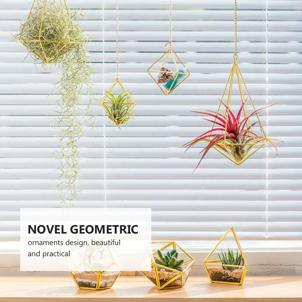 

5pcs Air Plant Stand: Geometric Planter Holder For Desktop Flower Display Mini Tabletop Ornament Lamp Shade Air Fern Holder