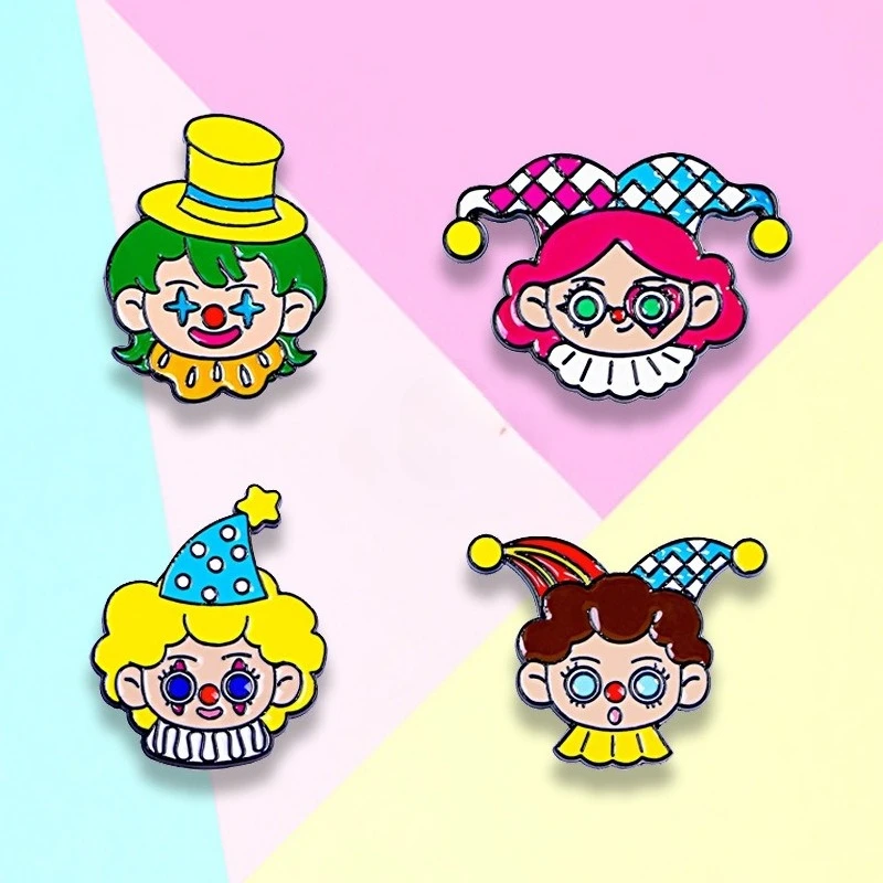 

Unisex Cute Cartoon Clown Pattern Brooch Alloy Badges Pins For DIY Clothing Bags Hat Scarf T-shirt Jeans Accessories Decoration