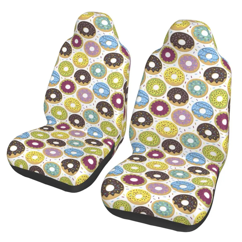 Colored Donut Numbers Front Row Car Seat Cover 2-piece Car Seat Protector Universal Size Suitable for Cars, SUVs Trucks and Vans