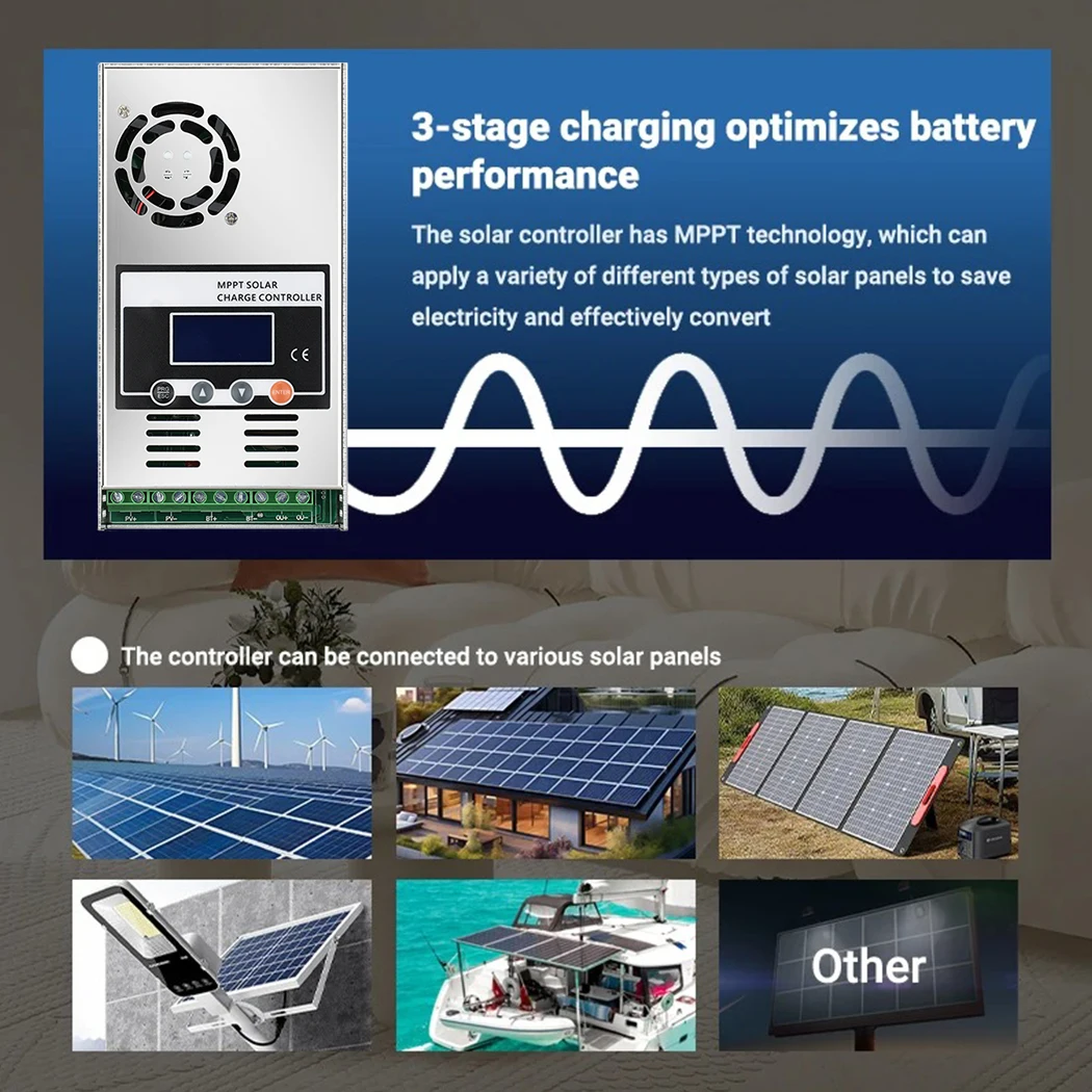 ECGSOLAX 60A MPPT Solar Charge Controller LCD Work With 12V 24V 36V 48V LifePo4 Battery Max 160VDC Solar Panel view 2
