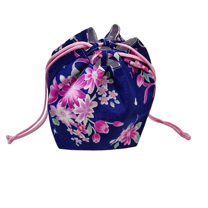 Kimono Traditional Japanese Style Tote Bag Women accessories Floral Printed Yukata Handbag Harajuku Drawstring Bucket Gift