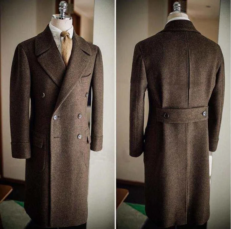 Customizable Long Men's Retro Style Autumn Winter Coat Suitable for Business And Wedding Occasions