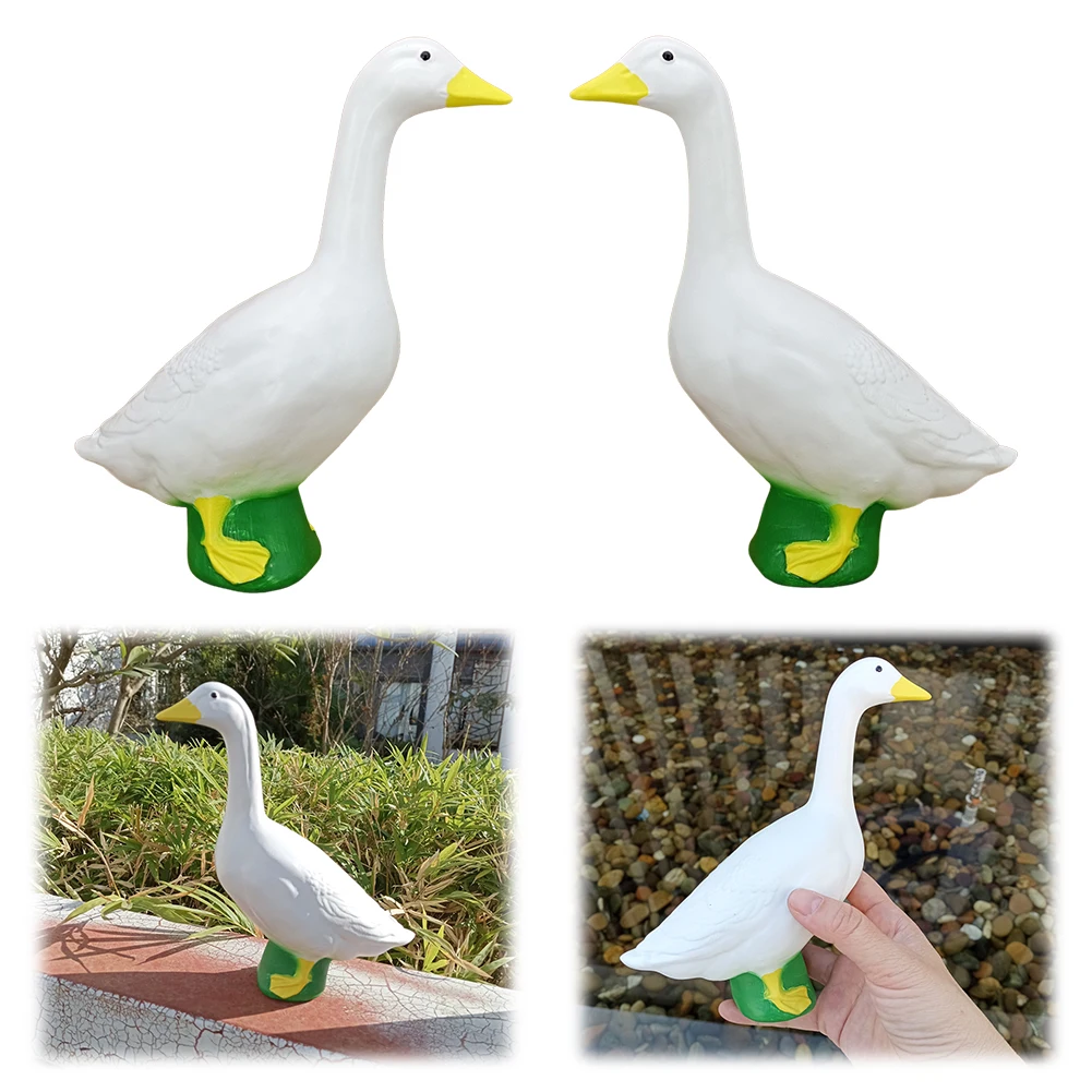 18cm Large White Goose Statue Simulation Goose Yard Decoration Cute White Goose Sculpture for Home Garden Decor
