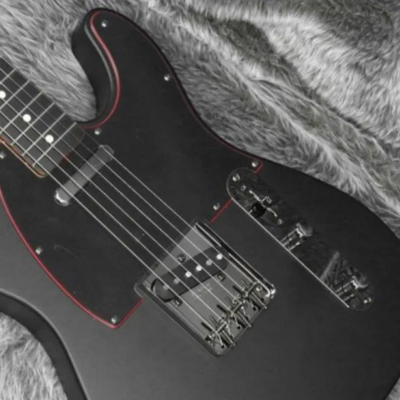 New!!!!! Matte Black Color, Tele Electric Guitar, Solid Alder Body ,Rosewood Fretboard, Red Edge Black pick guard ,