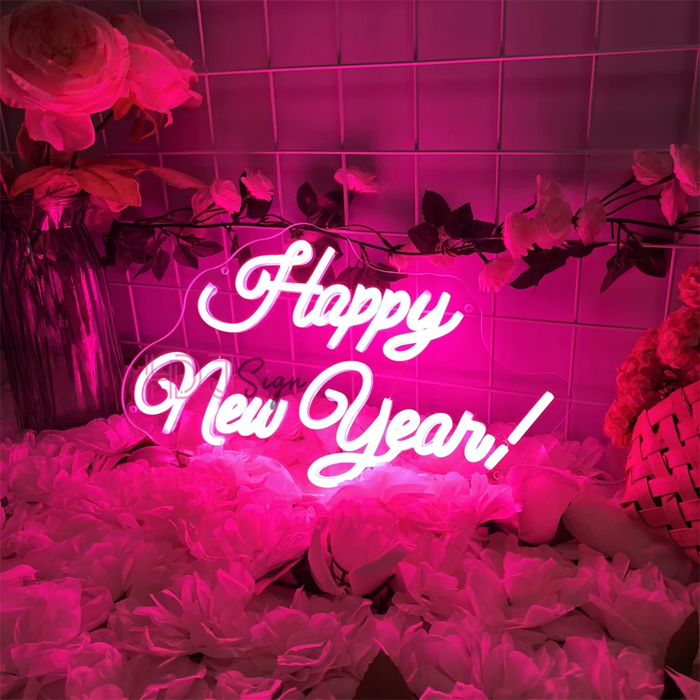 2026 سنة جديدة سعيدة النيون علامات غرفة المنزل حفلة وحدة إضاءة LED جداريّة ديكور عيد الميلاد أضواء النيون السنة الجديدة الديكور تخصيص الهدايا