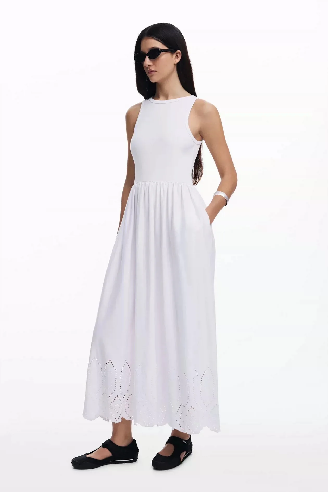 Foreign Trade Spain Original Single Splicing Dress Embroidered Medium length Fashion New Product – Detail 1