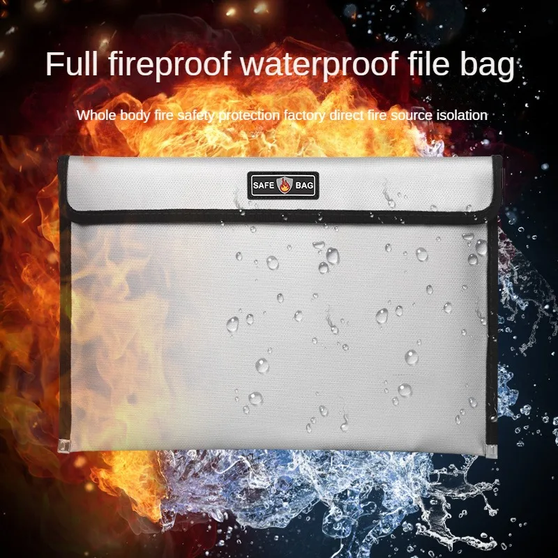 

High Temperature Resistant Horizontal Fireproof Document Bag Silicone Coated Fiberglass Cloth Horizontal Data Bag