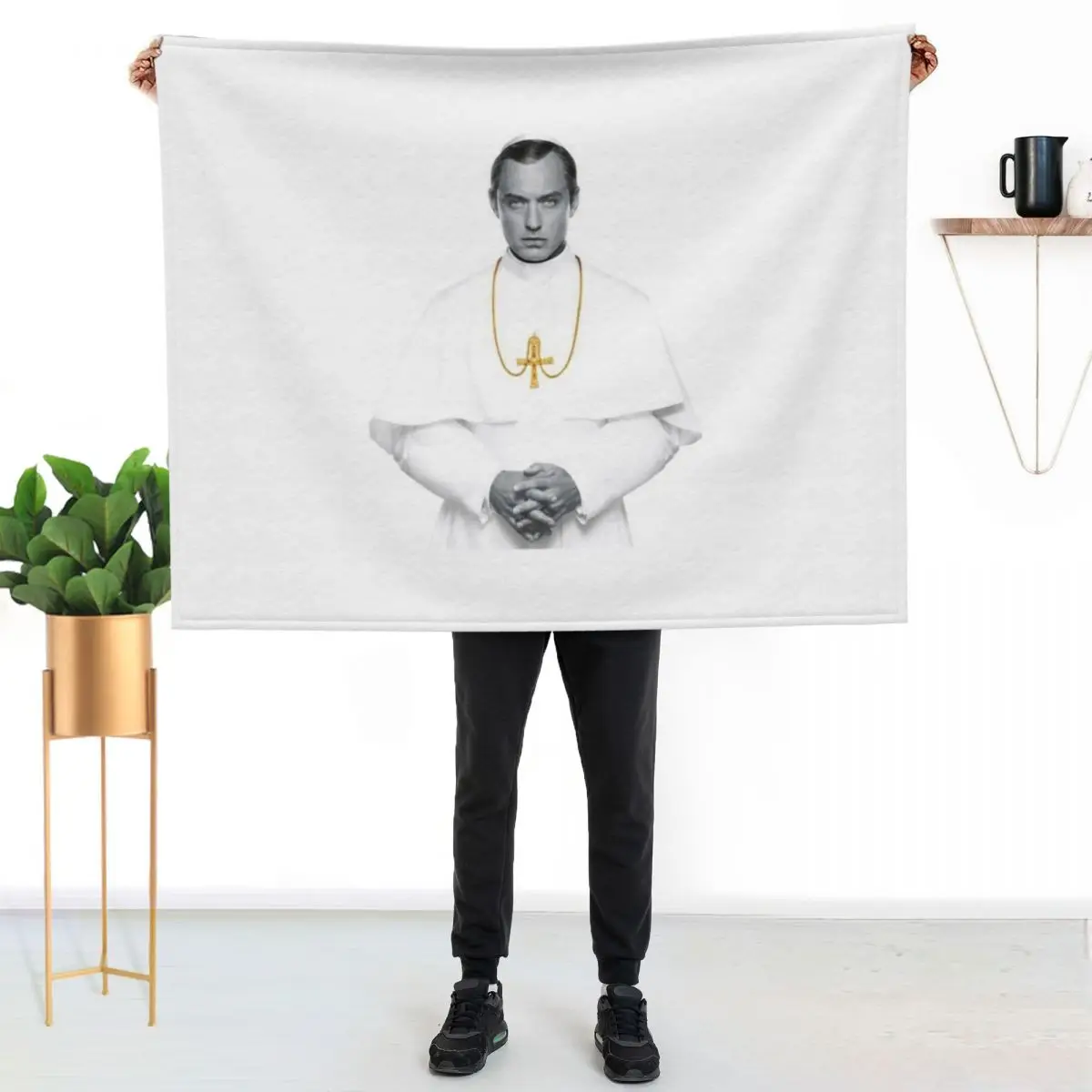 Lenny Belardo - Young Pope Pius XIII - Jude Law Throw Blanket Soft Plush Plaid Travel Soft Comforter Flannel Fabric Blankets
