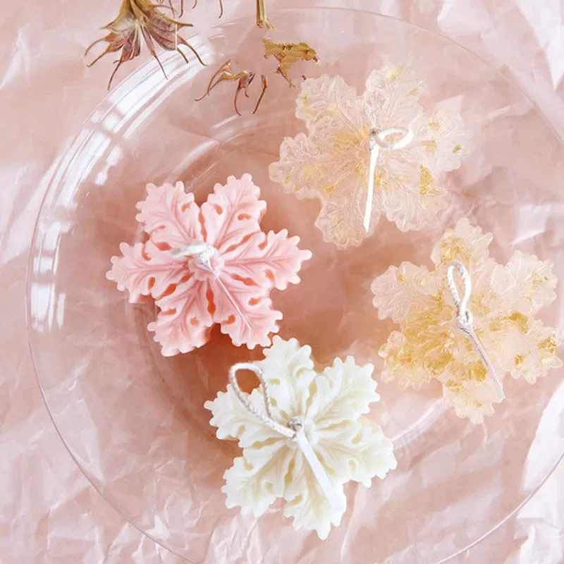 Christmas New Series Snowflake Shape Handmade Soap Epoxy Candle Mold Fondant Baking Mould Hexagonal Aromatherapy Silicone Molds