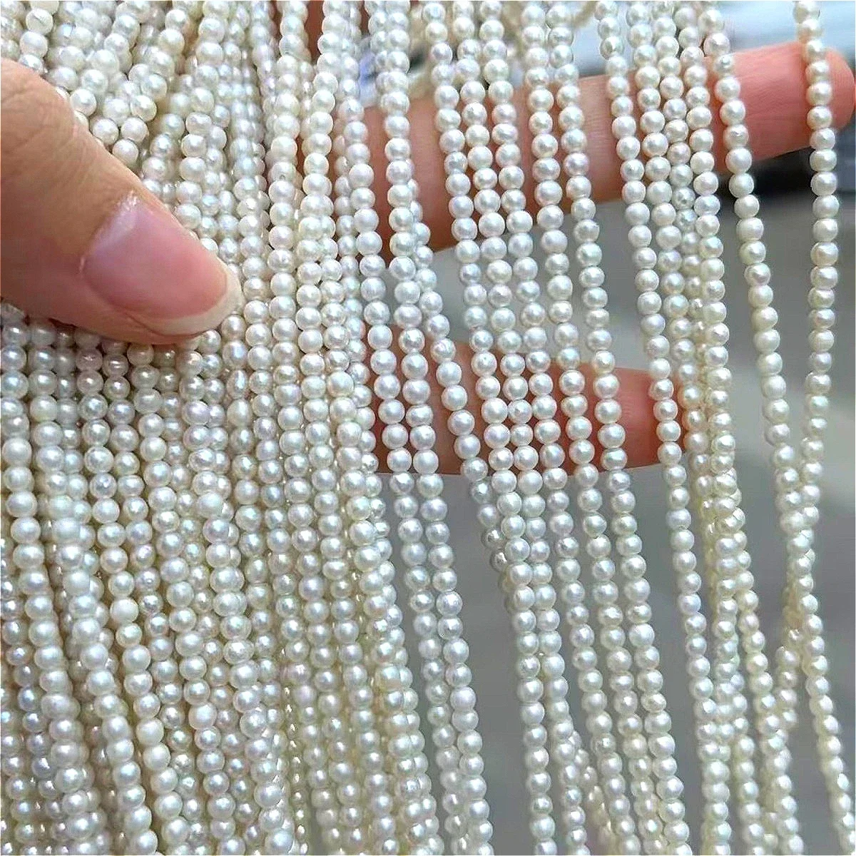 4A 3mm Clean Pretty Natural Freshwater Small Round White Pearl Bead Women Gift Jewelry Make DIY Necklace Bracelet Accessories