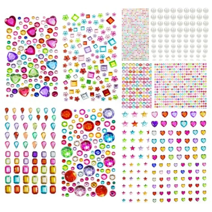 

2774PCS Gem Stickers, Self Adhesive Gems for Crafts, Acrylic Bling Heart Sticker, Jewel Stickers Crafts self Adhesive, Assorted