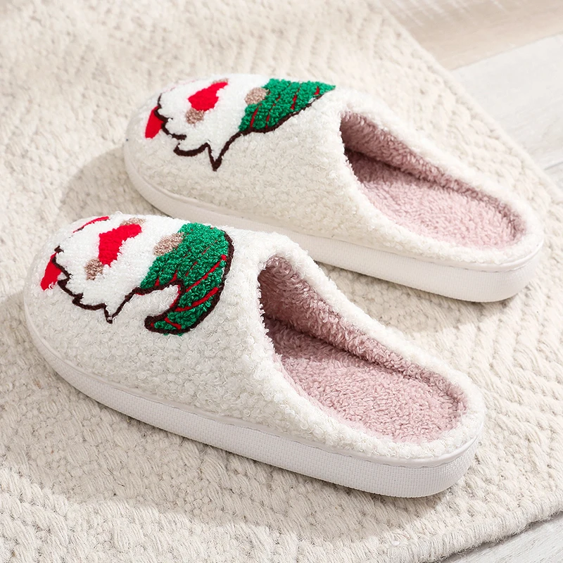 Winter Christmas Cartoon Dwarf Cotton Slippers for Women Mix Color Warm Plush Slides Woman Comfortable Non Slip House Shoes Lady - Image 5