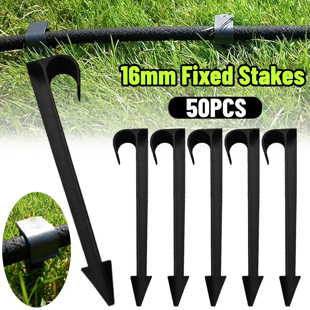 50PCS Garden Irrigation Hose Anchors 16mm Fixed Stakes for Hose Drip Irrigation Garden Watering Dripper Sprinkler Bracket