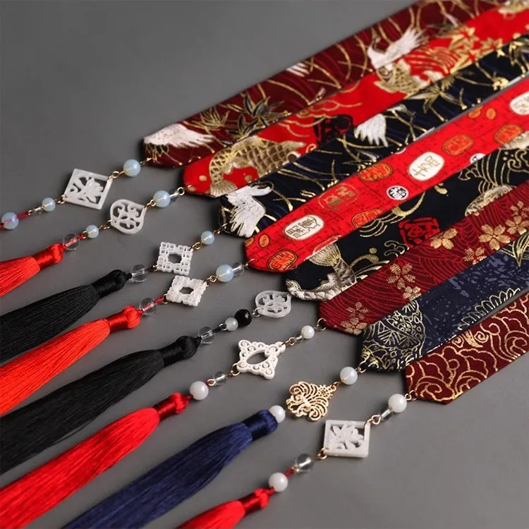 Chinese Style Embroidered Hair Ribbon Traditional Hanfu Mamian Skirt Matching Tassel Pendant Long Hair Tie Vintage Hair Accessor