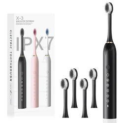 Sonic Electric Toothbrush IPX7 Waterproof DuPont Brush Head USB Rechargeable High Frequency Cleaning 6 Cleaning Modes for Adults