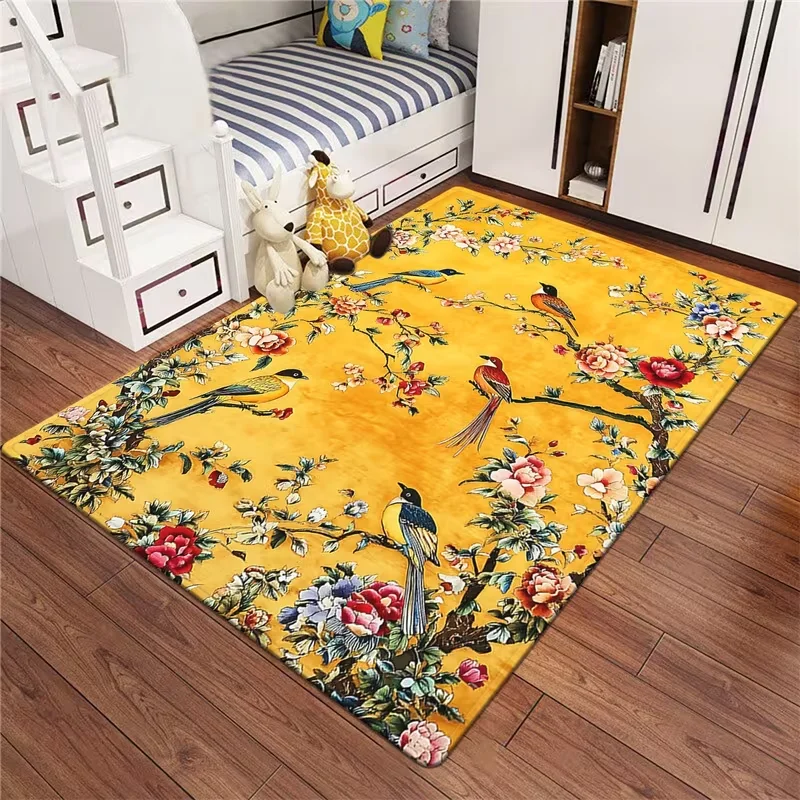 Flower and Bird Carpet Decoration Made of Polyester Material Suitable for Living Rooms Bedrooms and Indoor Use of Home Carpets