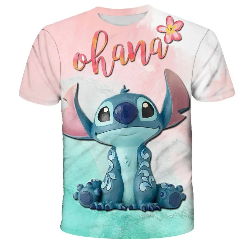 Stitch T-Shirts Disney Cartoon Anime Colorful 3D Print Streetwear Men Women Fashion Oversized T Shirt Kids Boys Girls Tees Tops