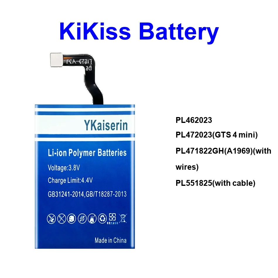 

Аккумулятор Pl551825 с кабелем, Pl471822gha1969 с проводами, Pl462023 для Huami Amazfit Gts 2E A1969 3 4 Mini 2021, 400-530 мАч