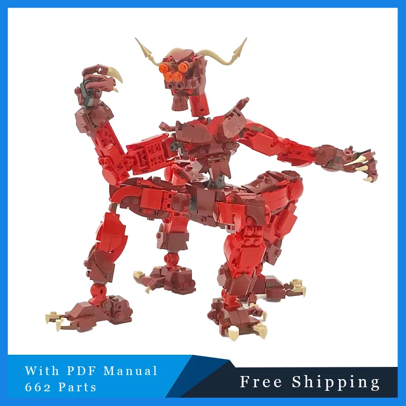 662-delige game rode vierpotige monsterpop bouwsteen bakstenen model kinderpuzzel montage kerst verjaardag creatief speelgoed