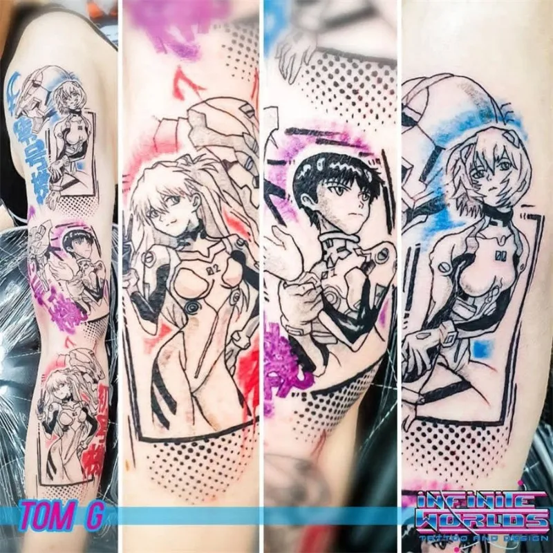 Neon Genesis Evangelion Shinji Ikari Asuka Langley Ayanami Rei Tattoo Sticker EVA Unit Zero EVANGELION-01