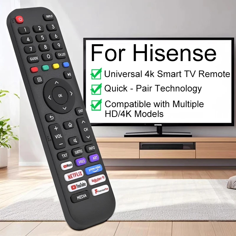 Universal Remote for All Hisense TV Remote Replacement Smart TV Remote for Hisense 4K UHD Android Smart TV with Netflix Prime