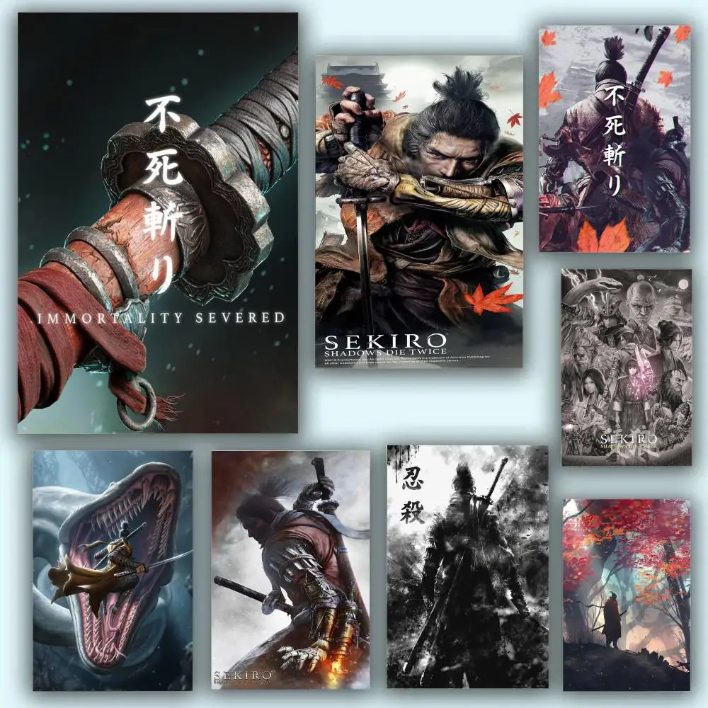 Game S-SEKIRO S-Shadows Die Twice Poster Stickers Painting Mural HD Decals for Bedroom Living Room Home Self-Adhesive Decor Gift